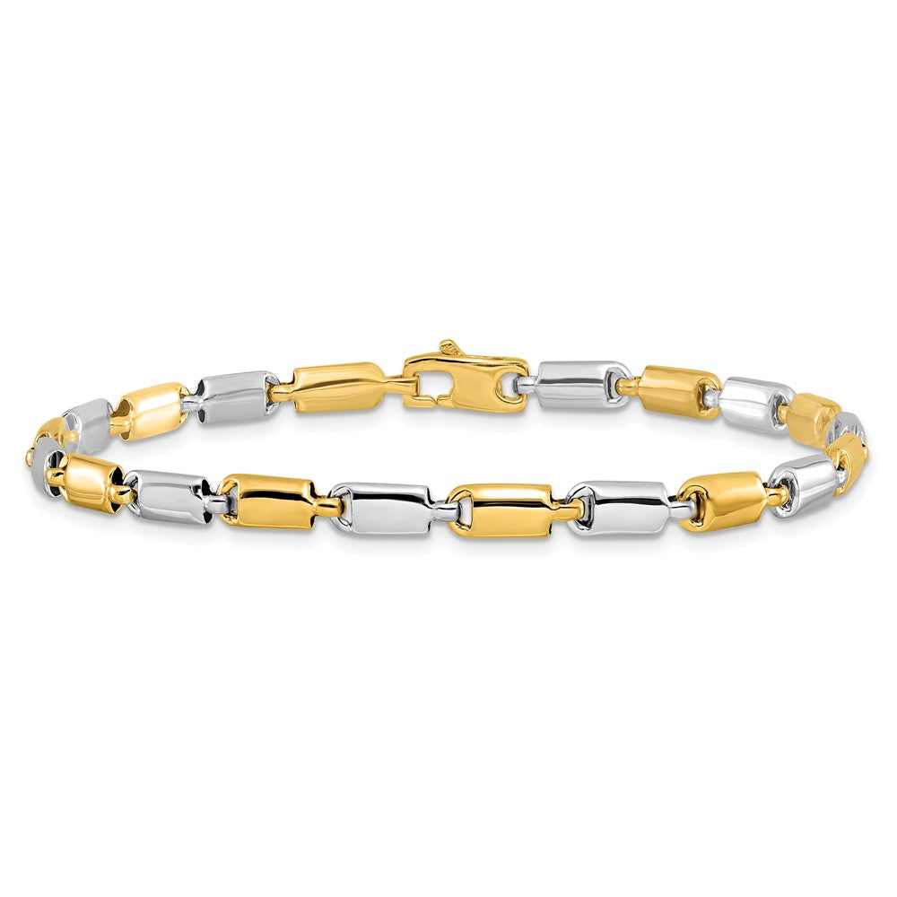 Polished Fancy Rectangular Link Bracelet 7.5" - Two-Tone Gold