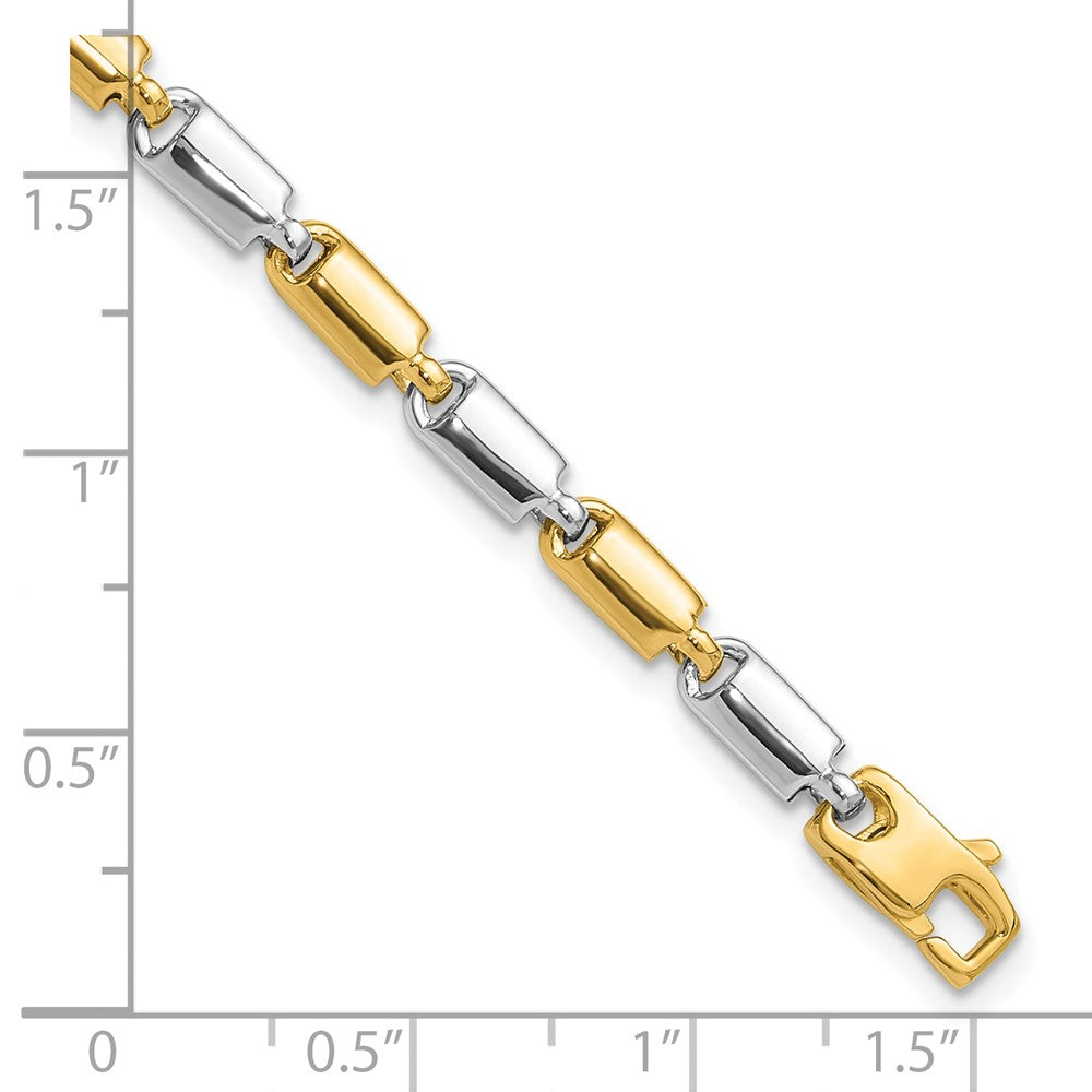Polished Fancy Rectangular Link Bracelet 7.5" - Two-Tone Gold