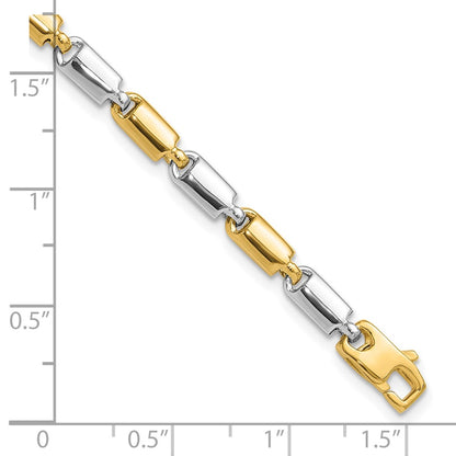 Polished Fancy Rectangular Link Bracelet 7.5" - Two-Tone Gold
