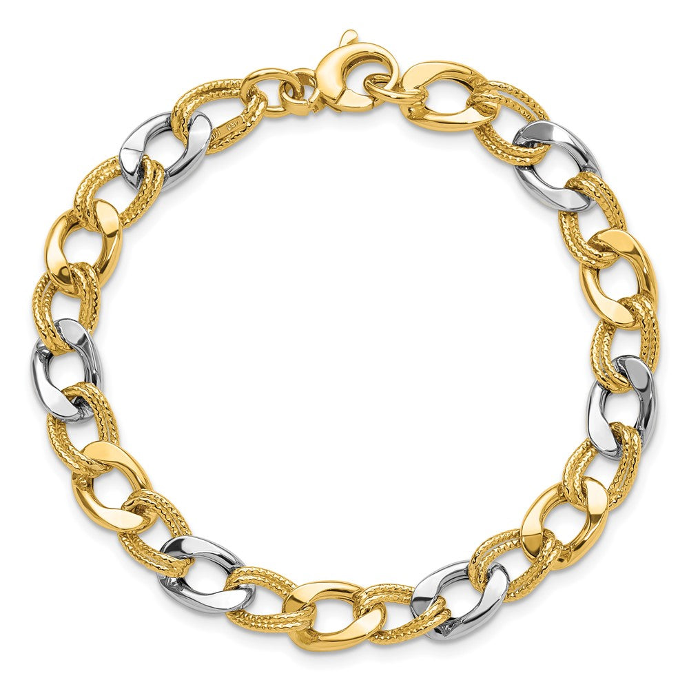 Polished and Textured Fancy Link Bracelet 7.25" - 7.5mm