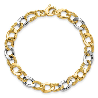 Polished and Textured Fancy Link Bracelet 7.25" - 7.5mm