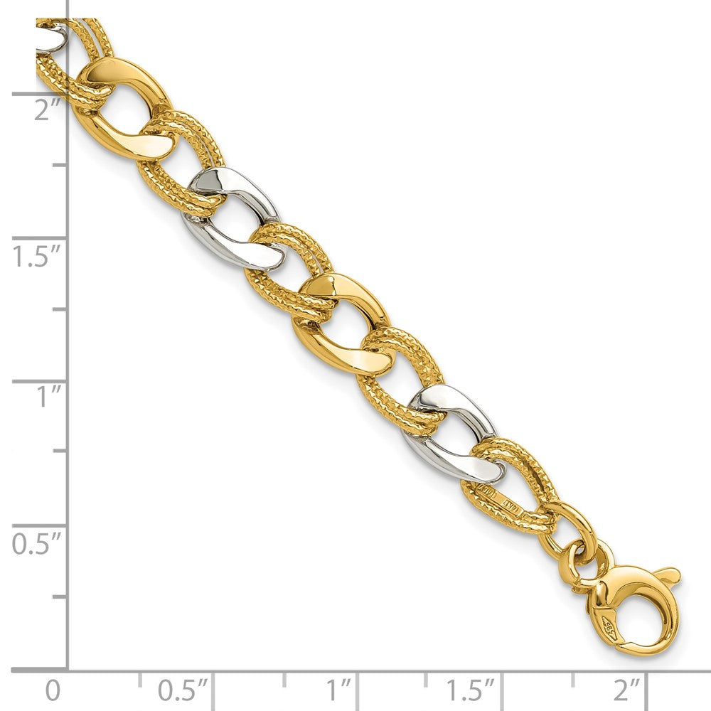 Polished and Textured Fancy Link Bracelet 7.25" - 7.5mm