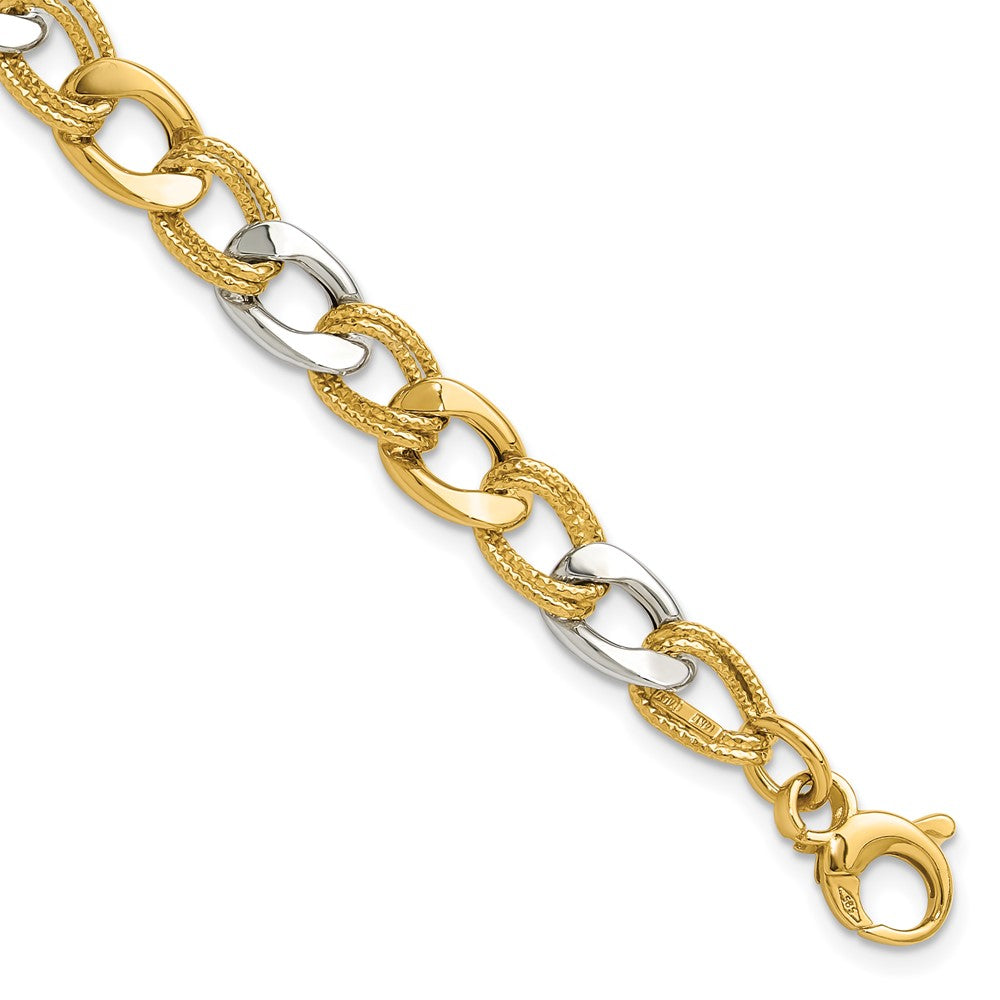 Polished and Textured Fancy Link Bracelet 7.25" - 7.5mm