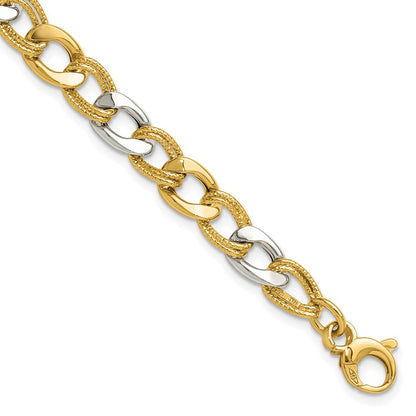 Polished and Textured Fancy Link Bracelet 7.25" - 7.5mm