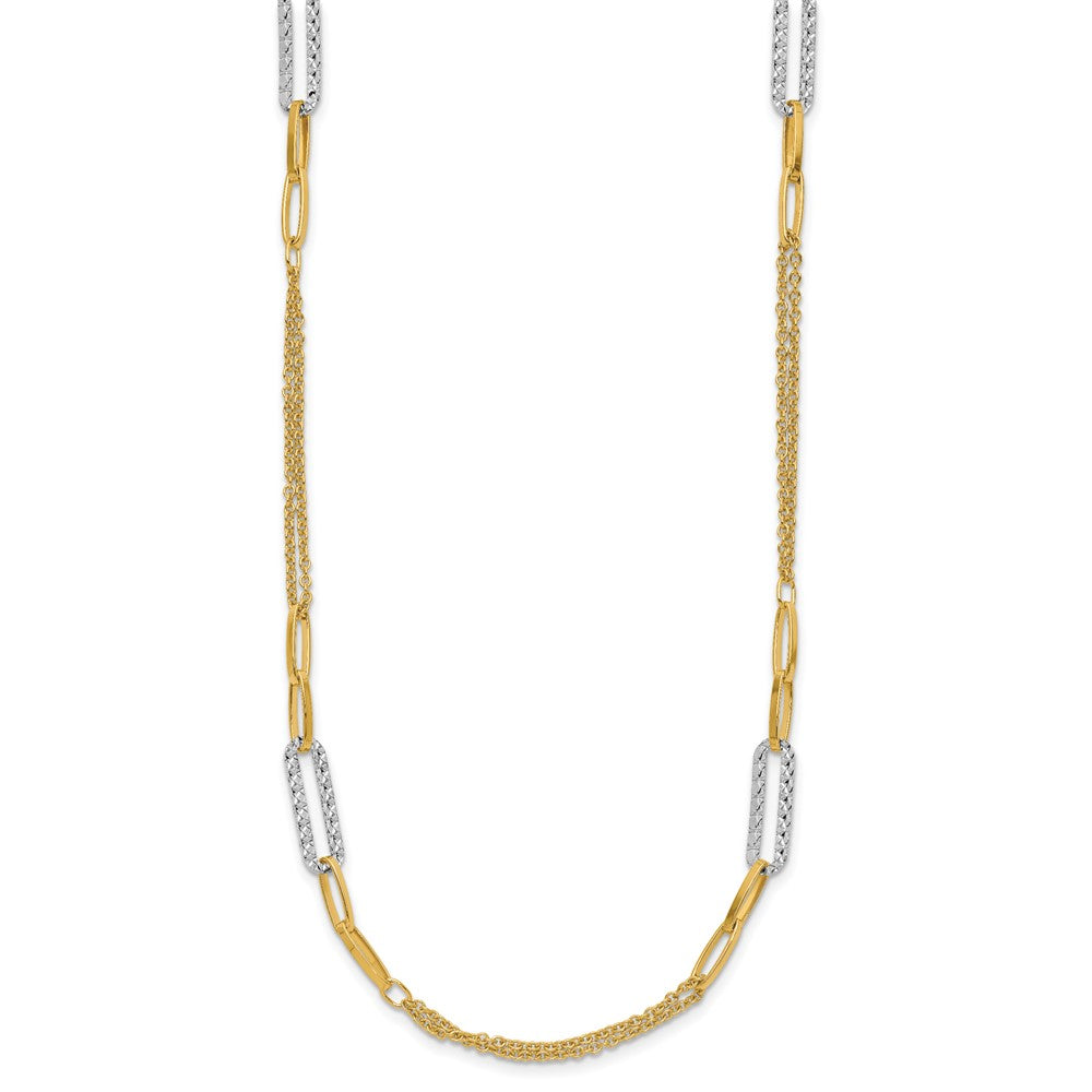 Polished and Textured Fancy Link Necklace 18" - 5.17mm