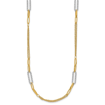Polished and Textured Fancy Link Necklace 18" - 5.17mm