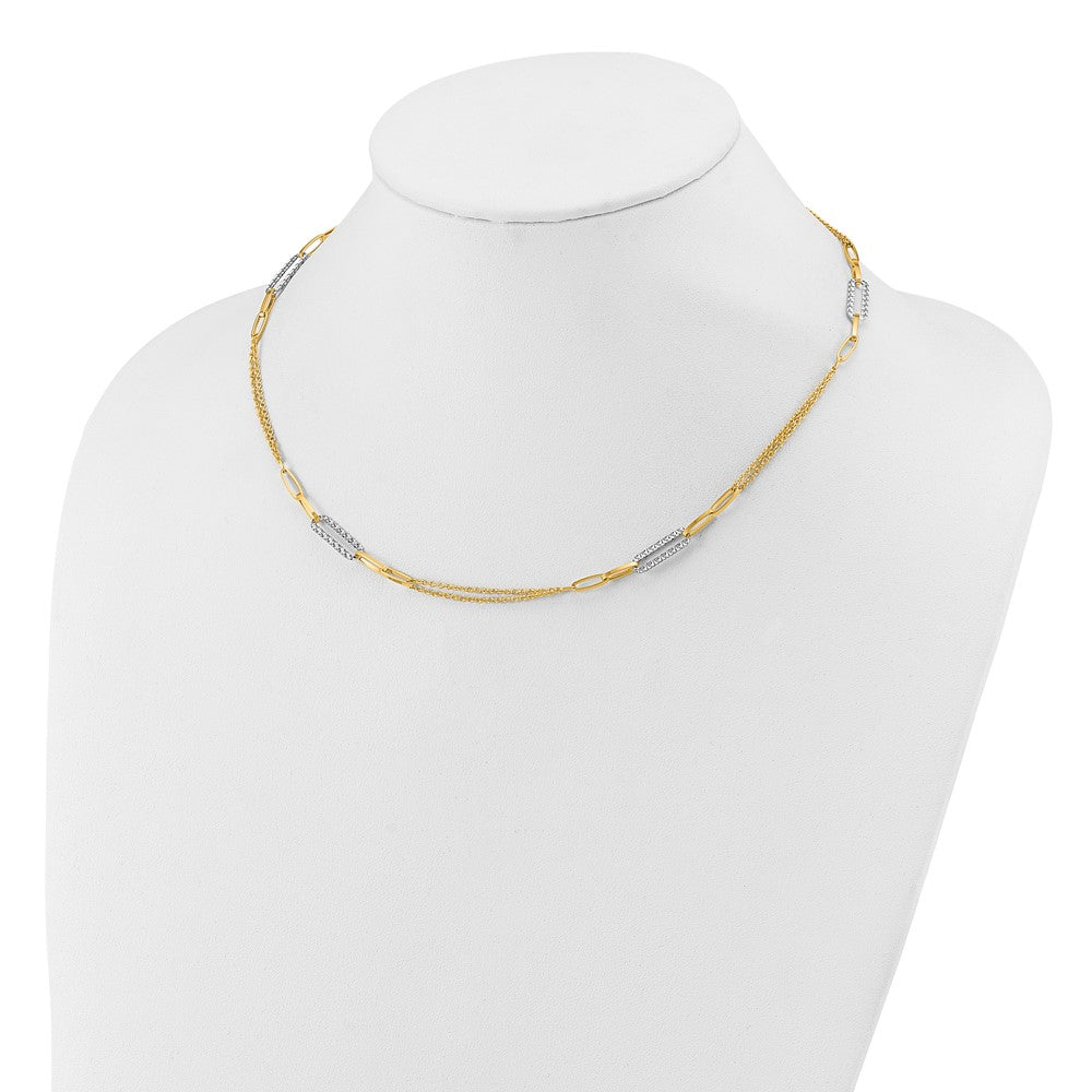 Polished and Textured Fancy Link Necklace 18" - 5.17mm