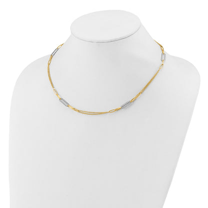 Polished and Textured Fancy Link Necklace 18" - 5.17mm