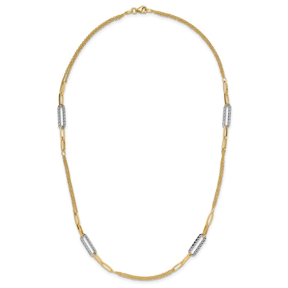 Polished and Textured Fancy Link Necklace 18" - 5.17mm