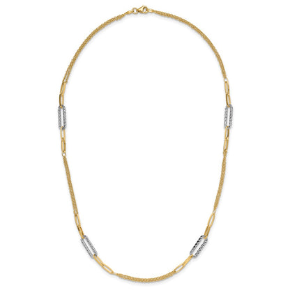 Polished and Textured Fancy Link Necklace 18" - 5.17mm