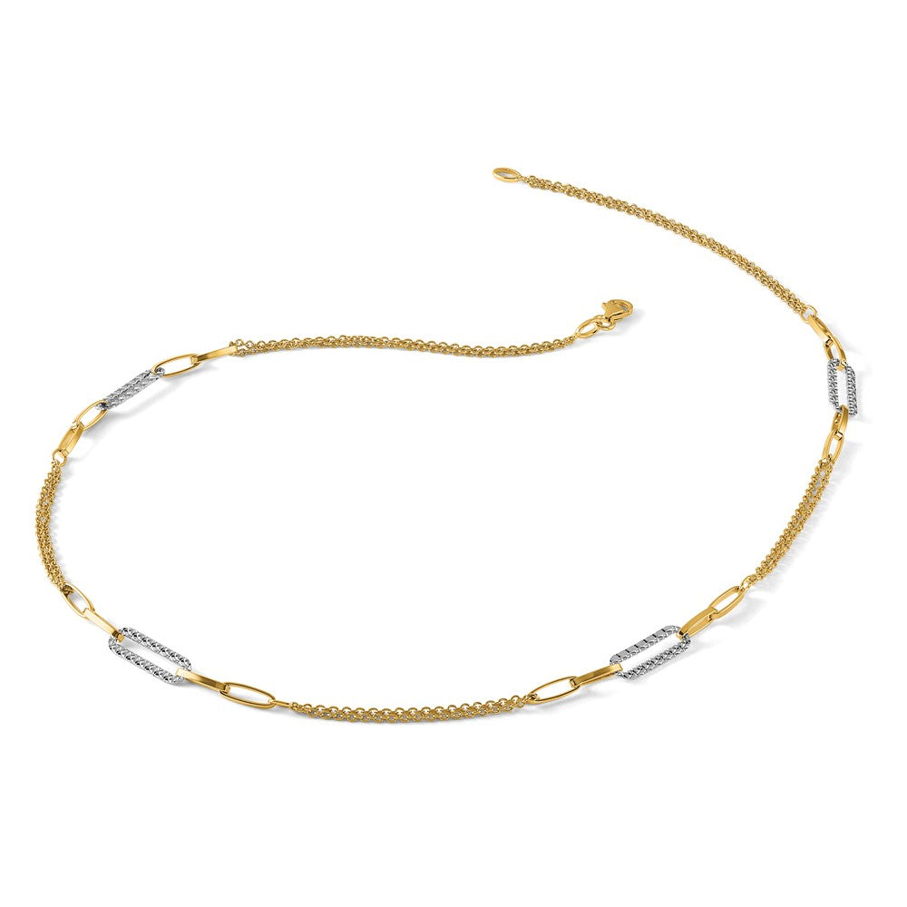 Polished and Textured Fancy Link Necklace 18" - 5.17mm