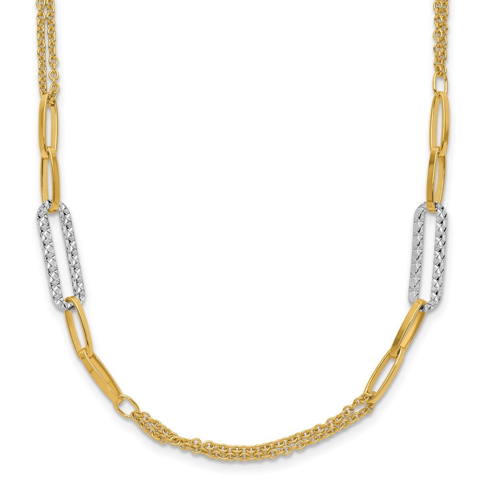 Polished and Textured Fancy Link Necklace 18" - 5.17mm