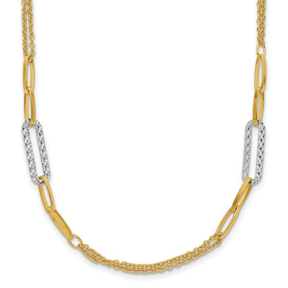 Polished and Textured Fancy Link Necklace 18" - 5.17mm