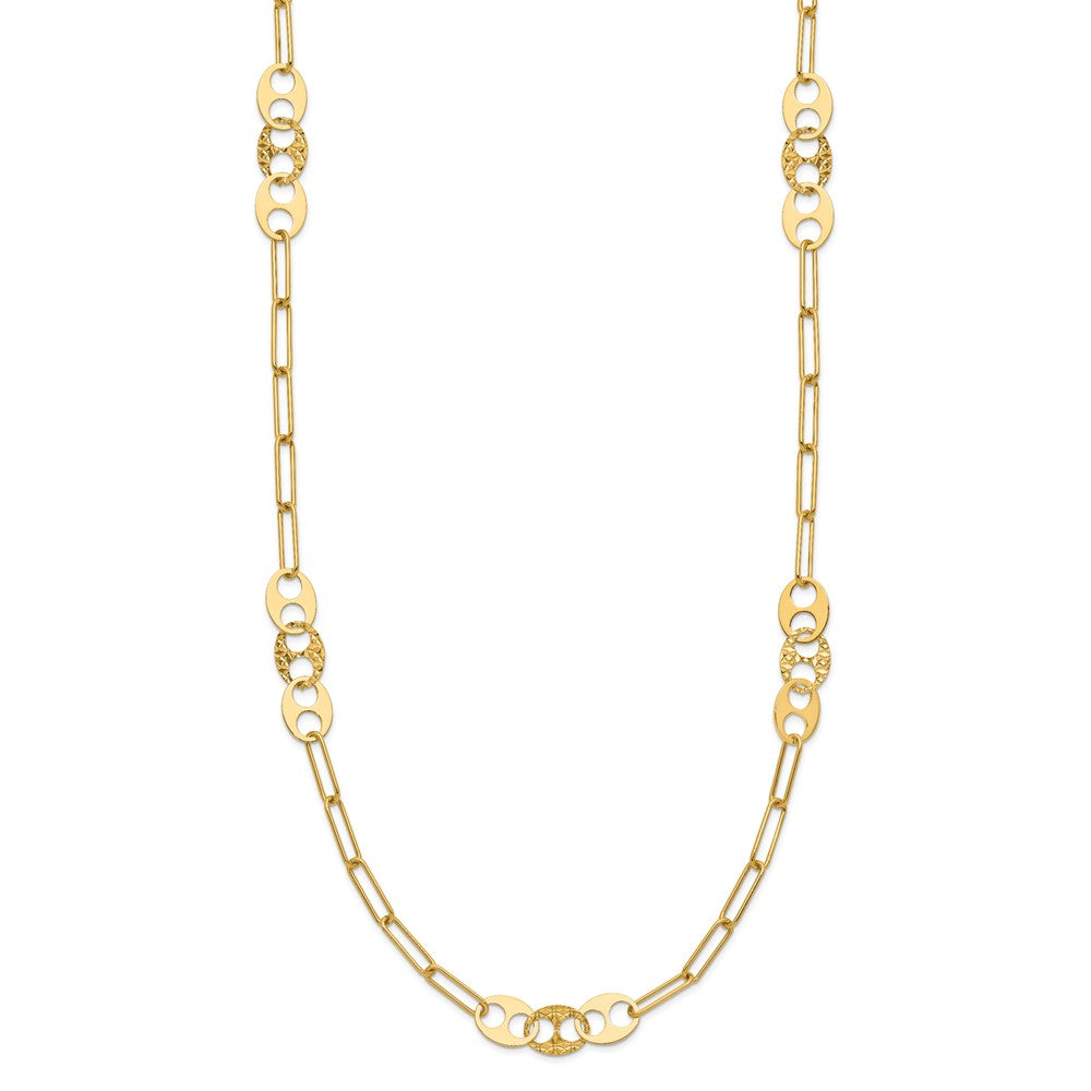 Polished and Textured Fancy Link Necklace 17" - 5.83mm