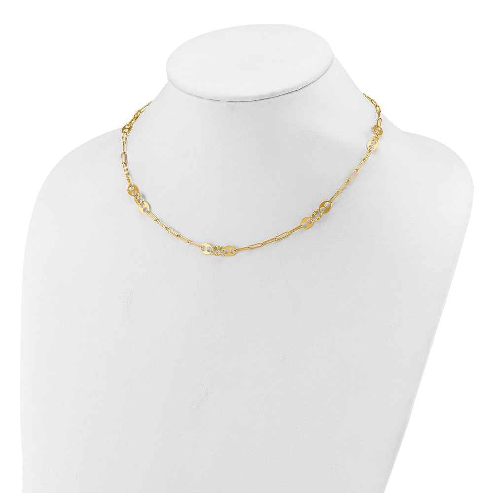 Polished and Textured Fancy Link Necklace 17" - 5.83mm