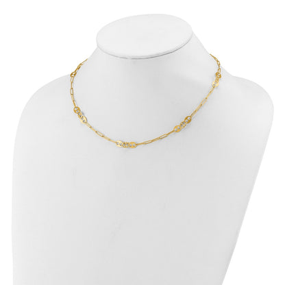 Polished and Textured Fancy Link Necklace 17" - 5.83mm
