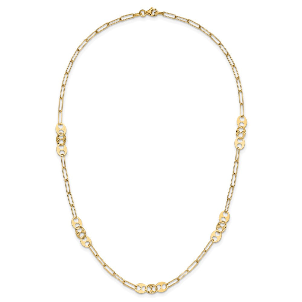 Polished and Textured Fancy Link Necklace 17" - 5.83mm