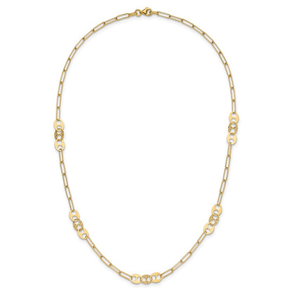 Polished and Textured Fancy Link Necklace 17" - 5.83mm