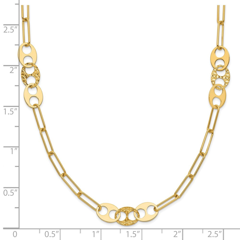 Polished and Textured Fancy Link Necklace 17" - 5.83mm