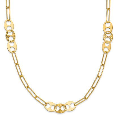 Polished and Textured Fancy Link Necklace 17" - 5.83mm