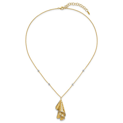 Polished and Dia-cut Fancy with 2in ext. Necklace