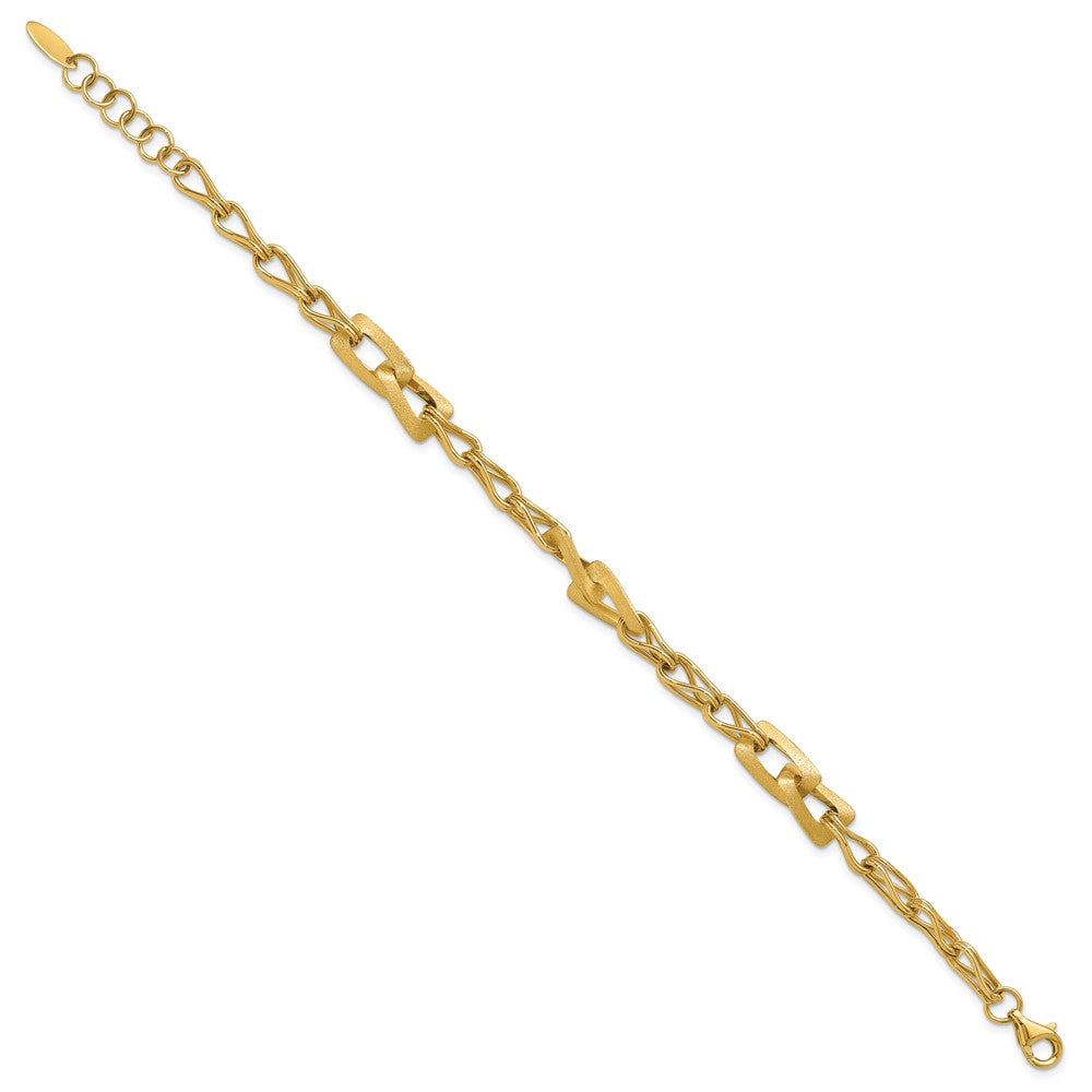Polished and Satin Fancy Link with 1in ext. Bracelet