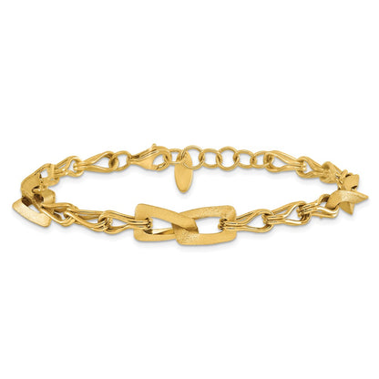 Polished and Satin Fancy Link with 1in ext. Bracelet