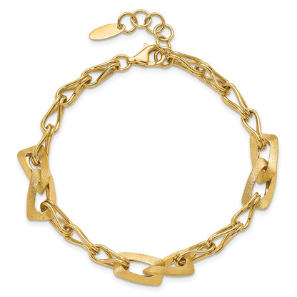 Polished and Satin Fancy Link with 1in ext. Bracelet