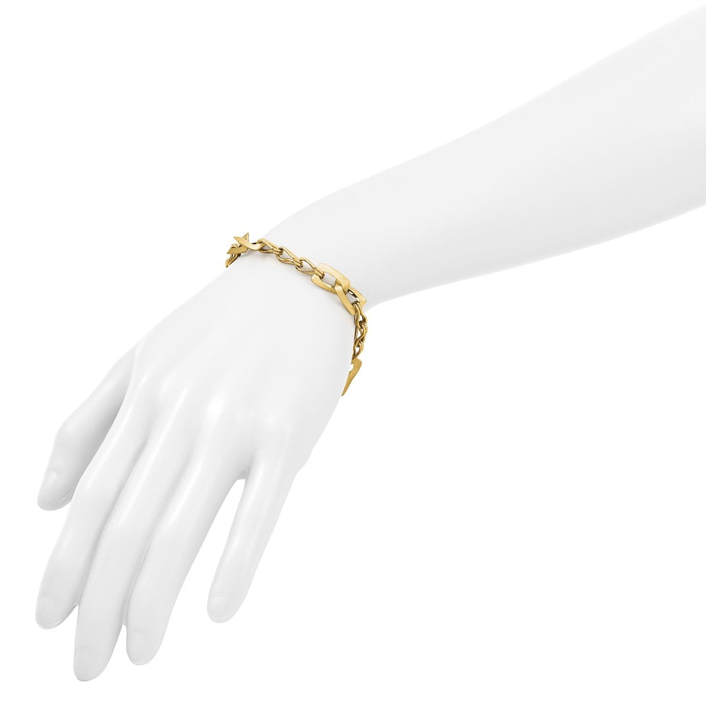 Polished and Satin Fancy Link with 1in ext. Bracelet