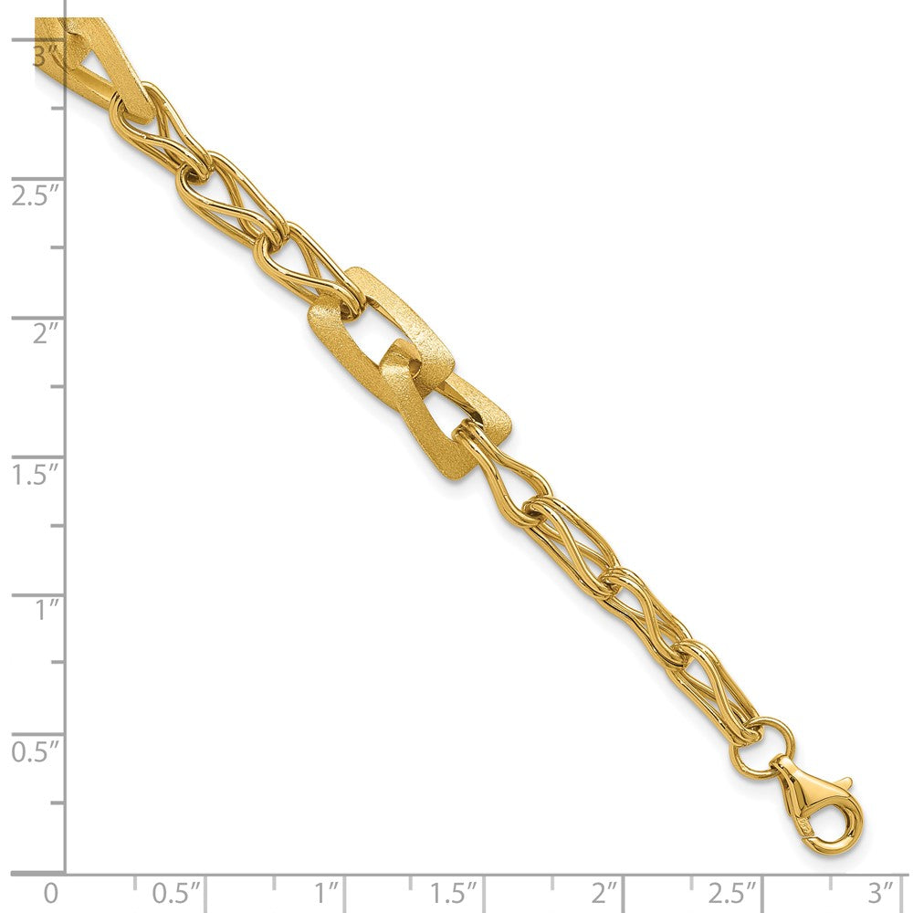 Polished and Satin Fancy Link with 1in ext. Bracelet
