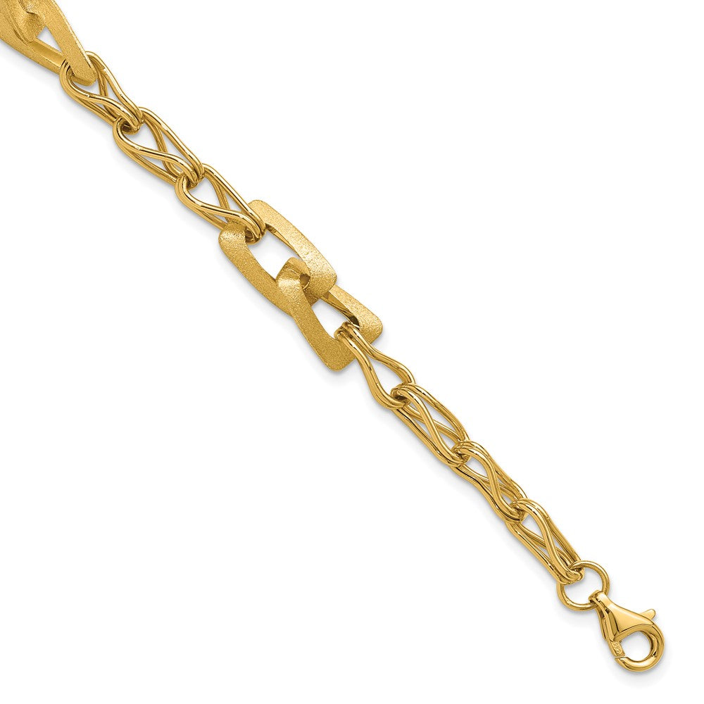 Polished and Satin Fancy Link with 1in ext. Bracelet