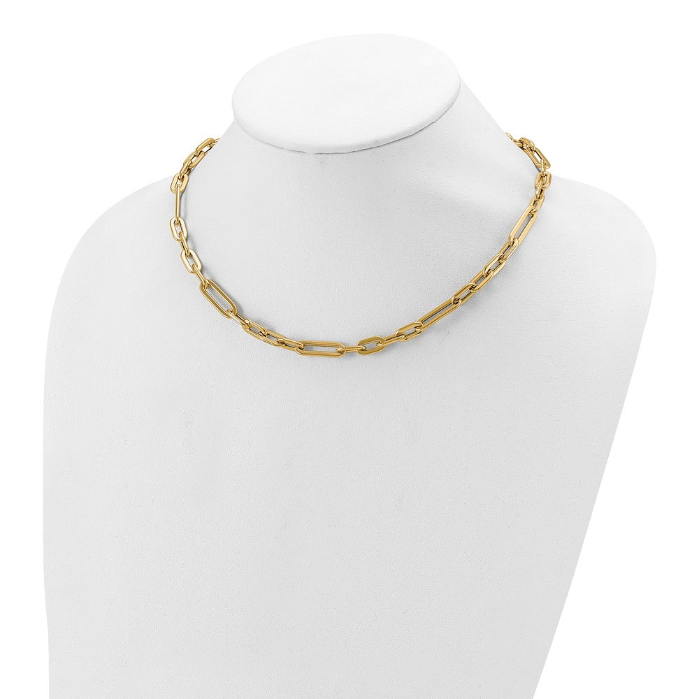 Polished Fancy Link Toggle Clasp Necklace 18"