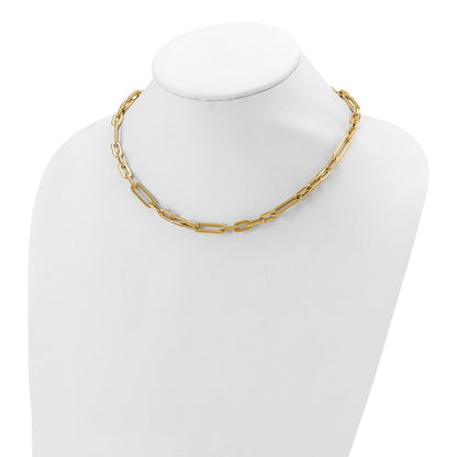 Polished Fancy Link Toggle Clasp Necklace 18"