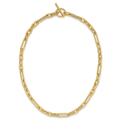Polished Fancy Link Toggle Clasp Necklace 18"