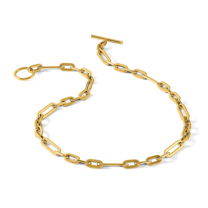Polished Fancy Link Toggle Clasp Necklace 18"