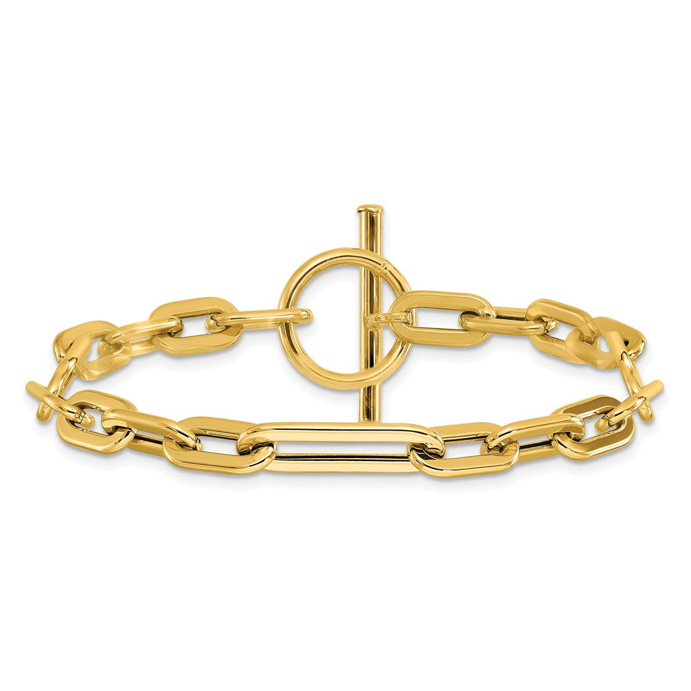 Polished Fancy Link Toggle Clasp Bracelet 7.75" - 5.82g