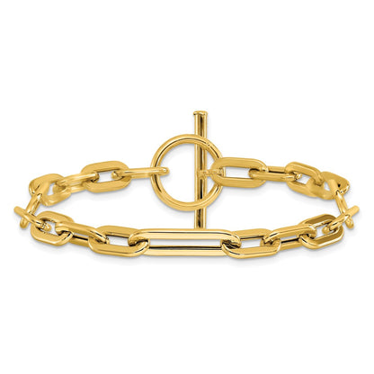 Polished Fancy Link Toggle Clasp Bracelet 7.75" - 5.82g