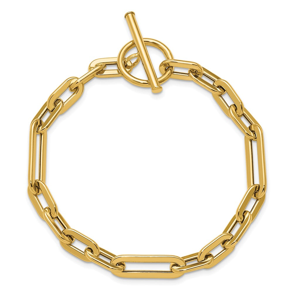 Polished Fancy Link Toggle Clasp Bracelet 7.75" - 5.82g