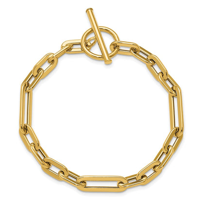 Polished Fancy Link Toggle Clasp Bracelet 7.75" - 5.82g