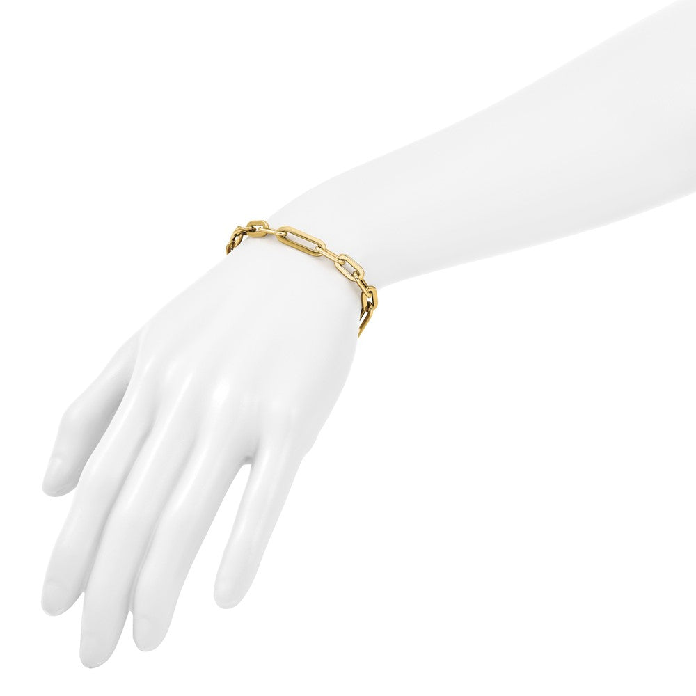 Polished Fancy Link Toggle Clasp Bracelet 7.75" - 5.82g