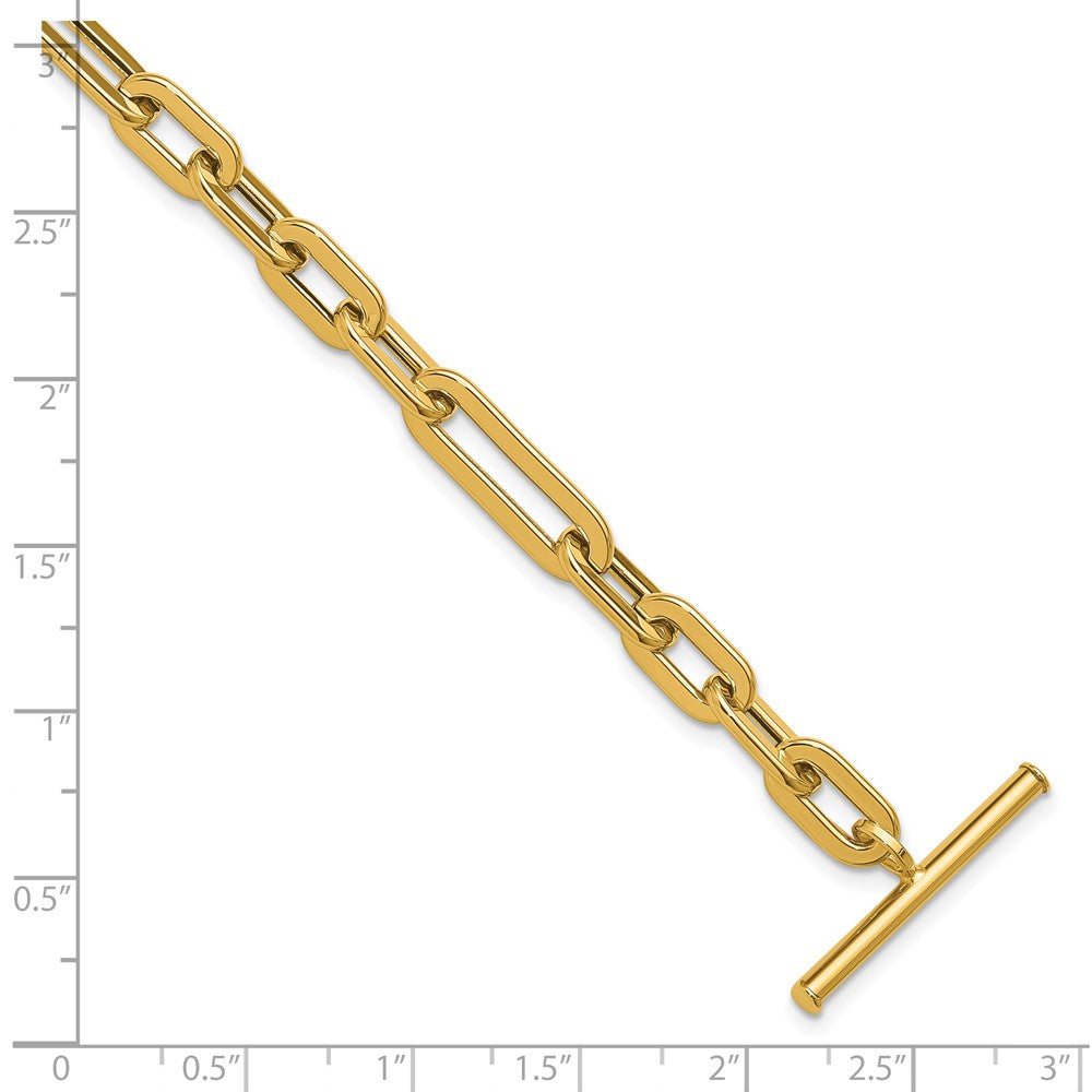 Polished Fancy Link Toggle Clasp Bracelet 7.75" - 5.82g