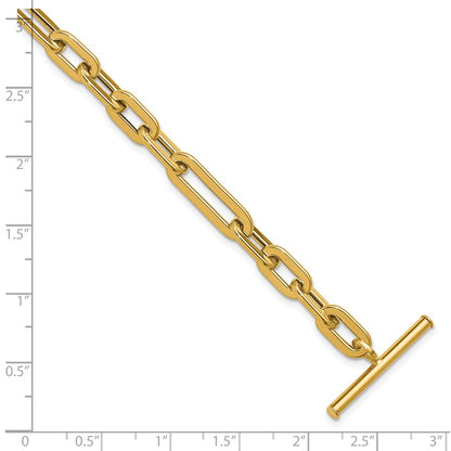 Polished Fancy Link Toggle Clasp Bracelet 7.75" - 5.82g