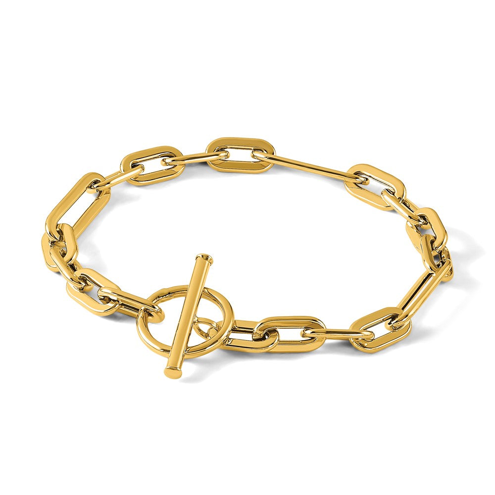 Polished Fancy Link Toggle Clasp Bracelet 7.75" - 5.82g
