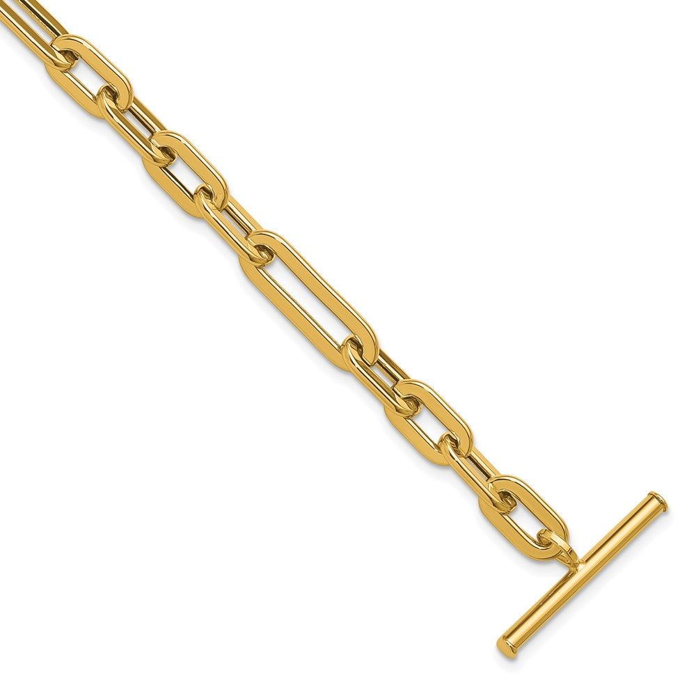 Polished Fancy Link Toggle Clasp Bracelet 7.75" - 5.82g
