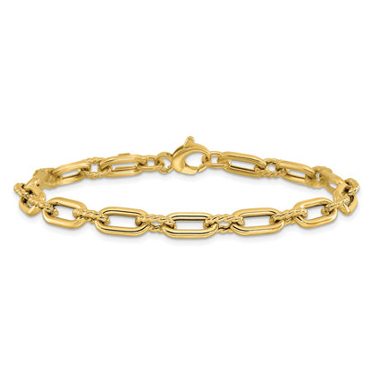 Polished & Textured Fancy Link Bracelet 7.5" - 4.48g