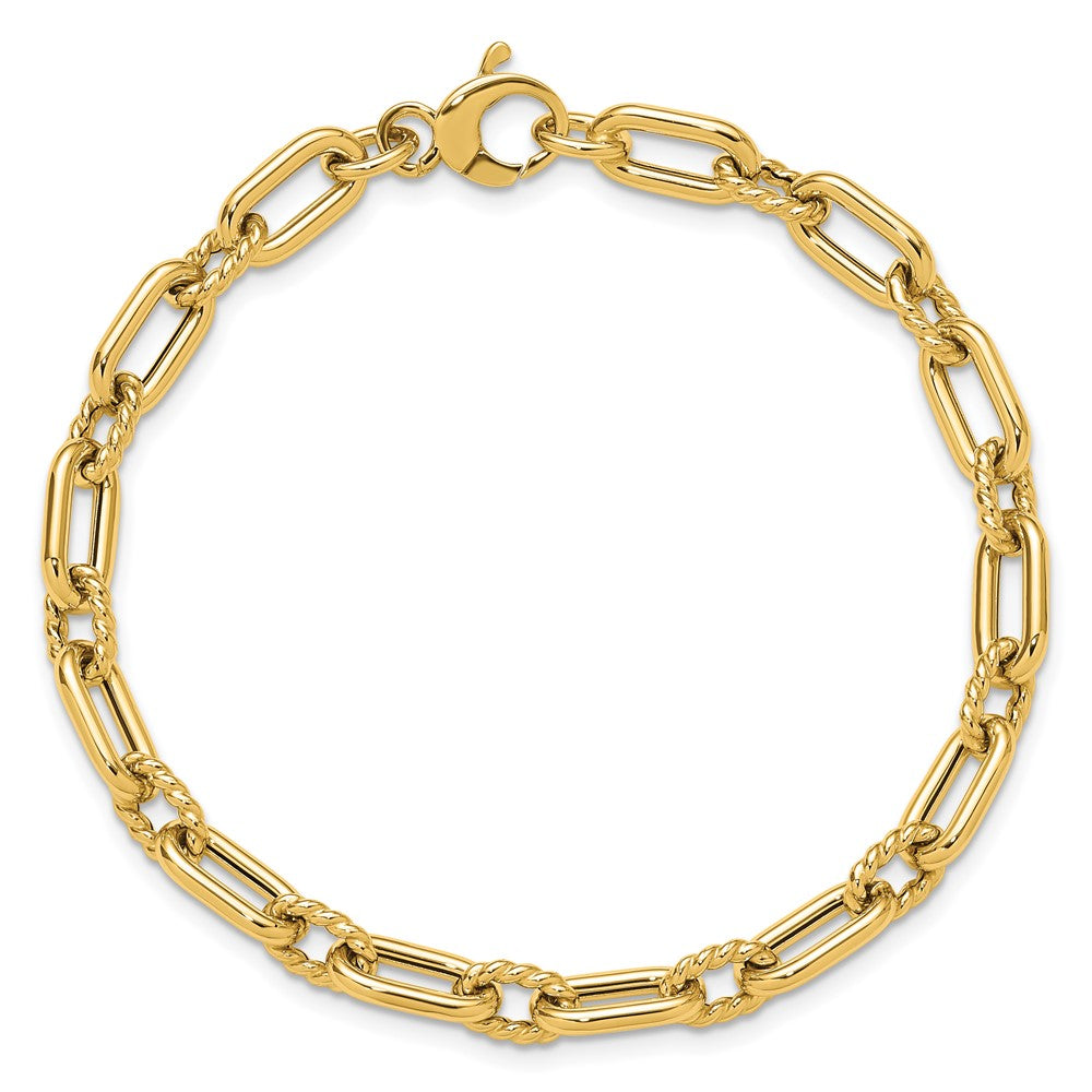 Polished & Textured Fancy Link Bracelet 7.5" - 4.48g