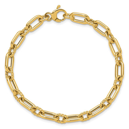 Polished & Textured Fancy Link Bracelet 7.5" - 4.48g