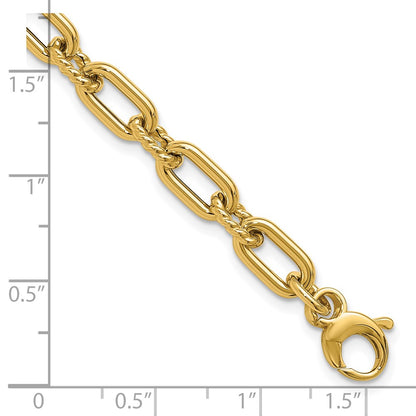 Polished & Textured Fancy Link Bracelet 7.5" - 4.48g