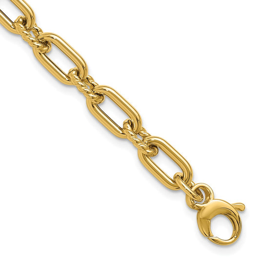 Polished & Textured Fancy Link Bracelet 7.5" - 4.48g