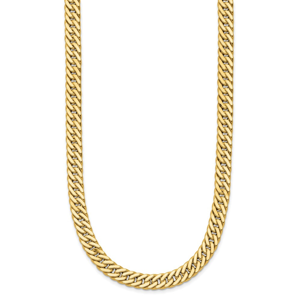 Polished and Satin Reversible Fancy Curb Necklace 18"